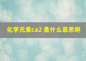 化学元素ca2 是什么意思啊